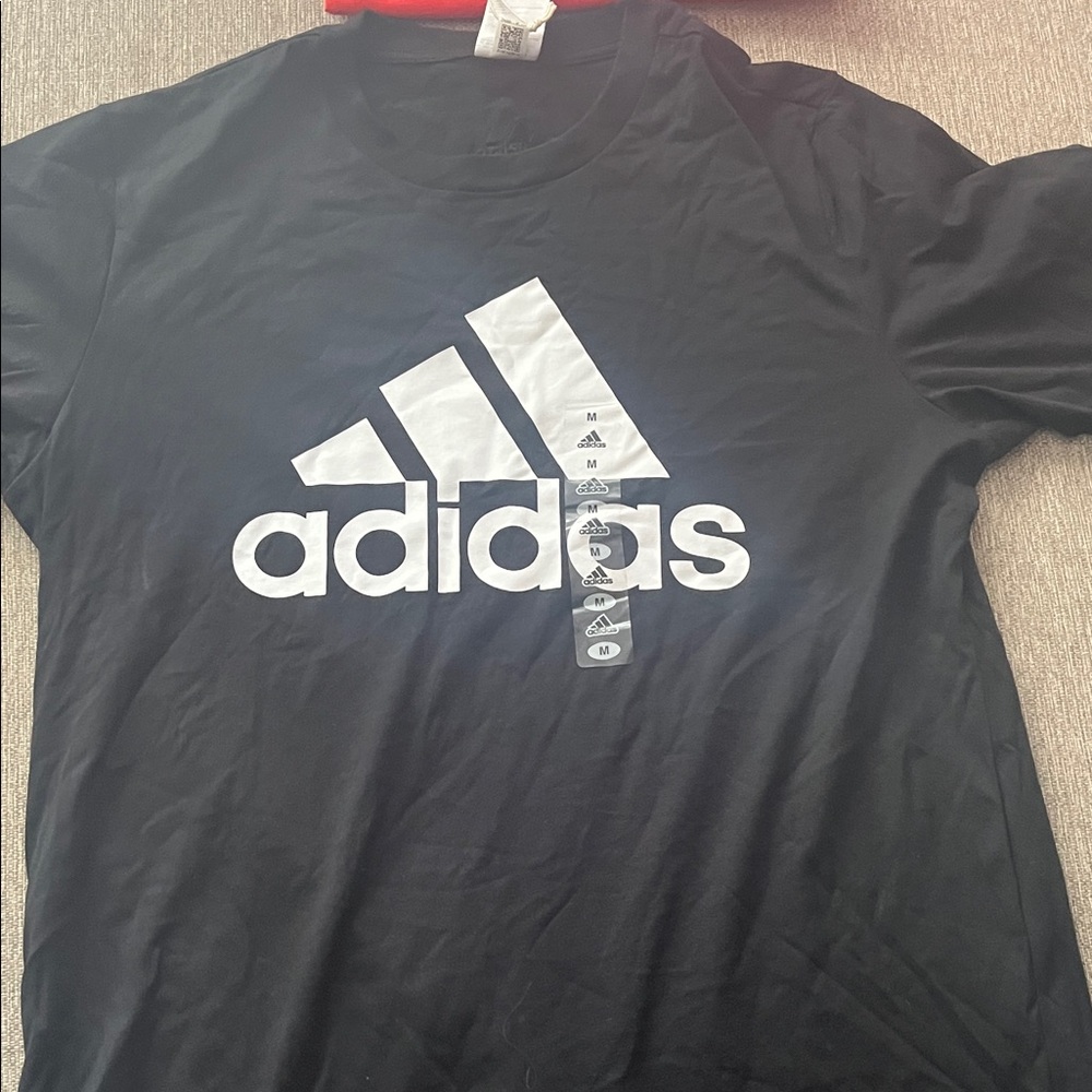 Adidas Men's Black Tee with White Logo
